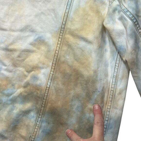 Free People M/L White Multi Colored Tie Dye Denim Oversized Jacket - Picture 13 of 13
